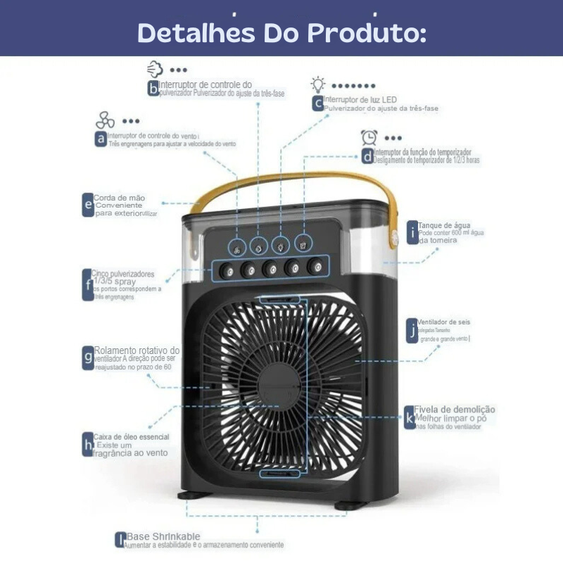 Mini Ventilador 3 em 1